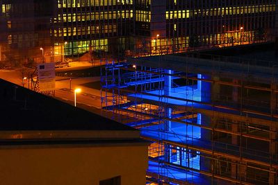 Nachtaufnahme, Gebäude des Marytime in der Bauphase, Überseestadt Bremen