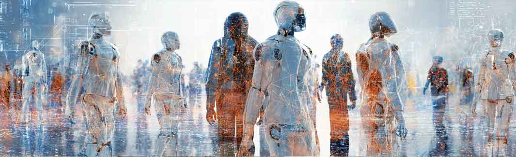 Mensch und AI-Roboter