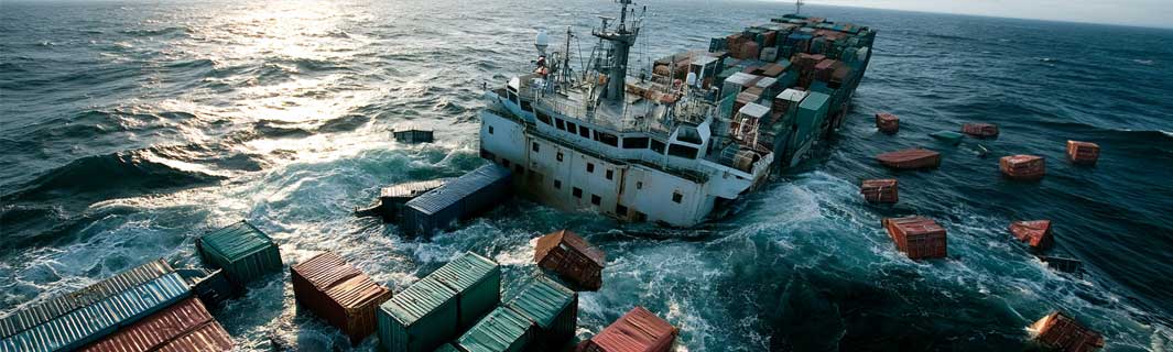 sinkendes Containerschiff