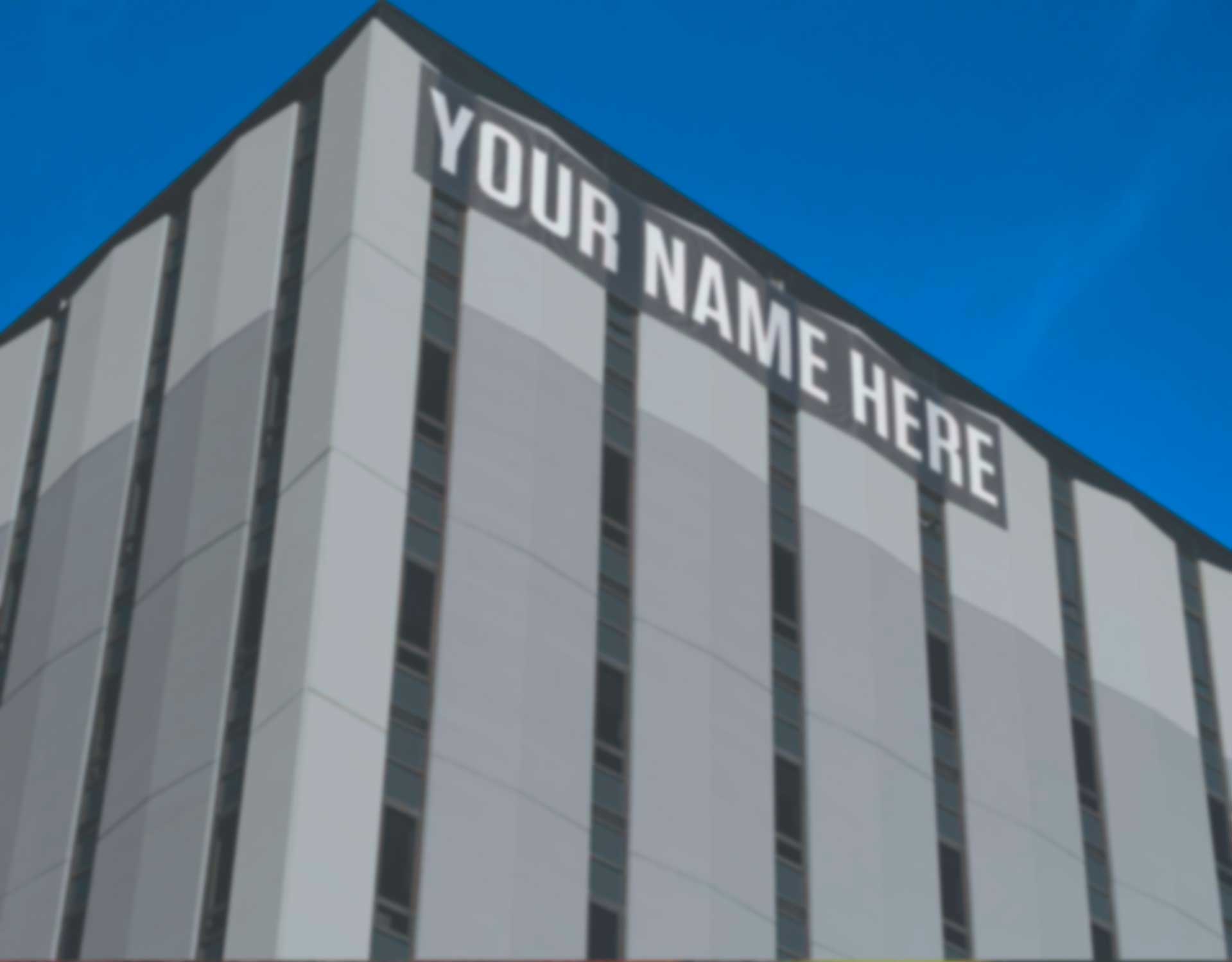 Gebäude mit Aufschrift your name here